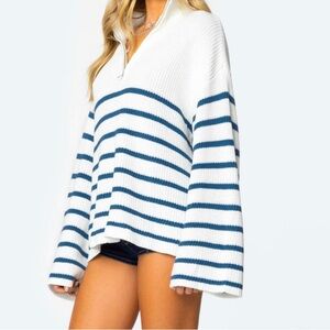 Edikted blue and white the stripe quarter zip